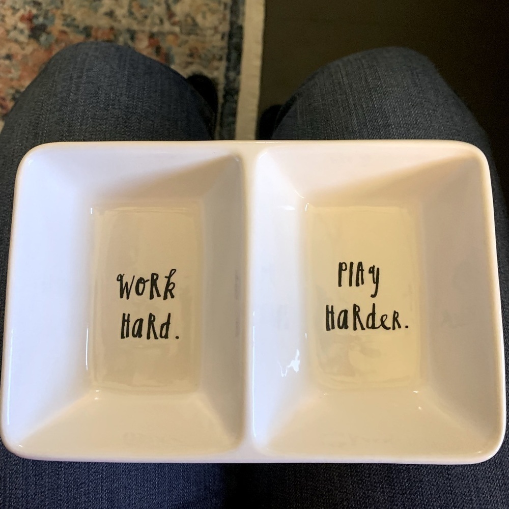 Rae Dunn Work Hard/Play Harder office tray. Artisan Collection by Magenta